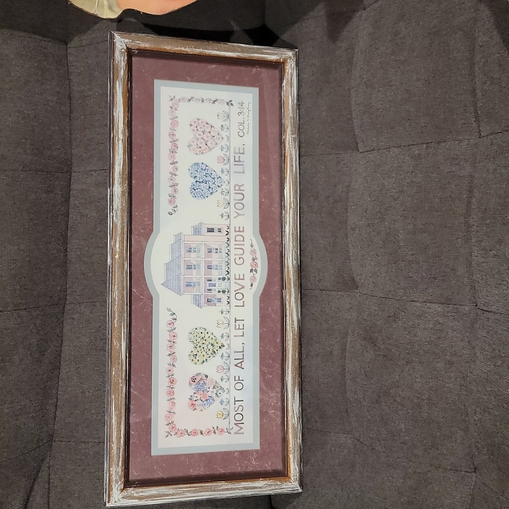 Home Interiors framed picture with Verde, weathered frame